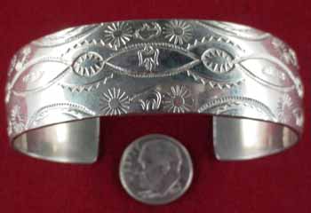 Silver Bracelet with Native American Designs